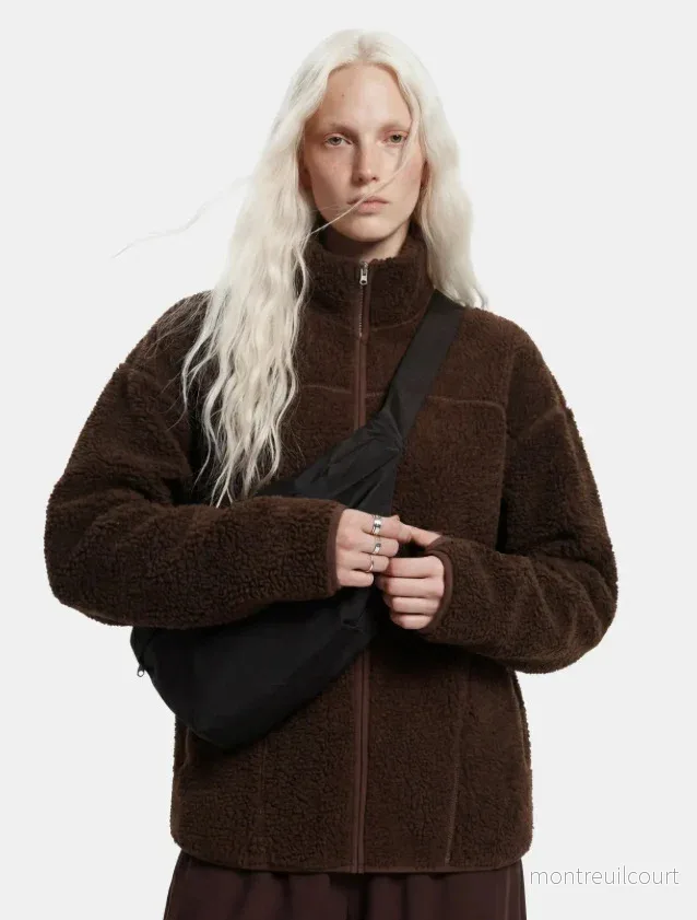 PIECES – SADIA TEDDY JACKET – HOT FUDGE