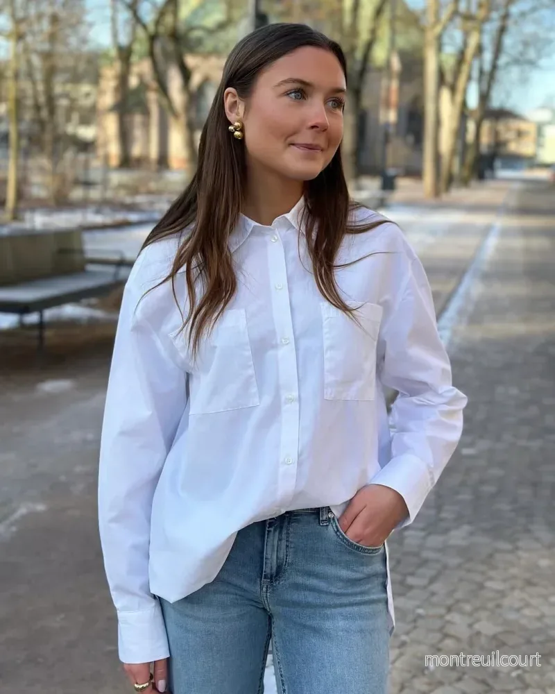 PIECES – MELIA LS LOOSE SHIRT – BRIGHT WHITE