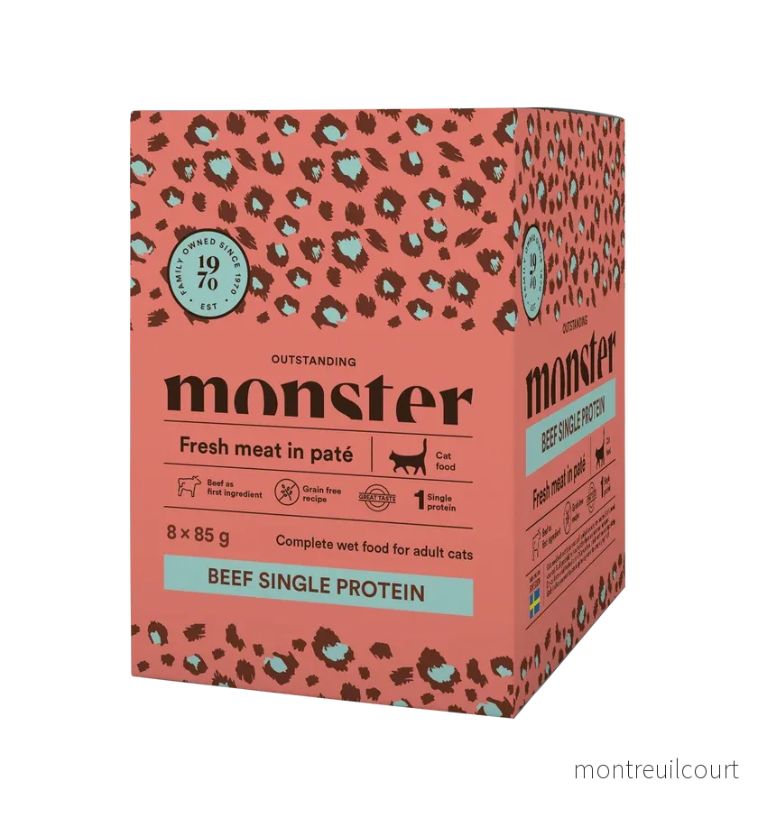 Monster Cat Pouches Adult Beef 85g (8 pack) Monster Cat Pouches Adult Beef 85g (8 pack)