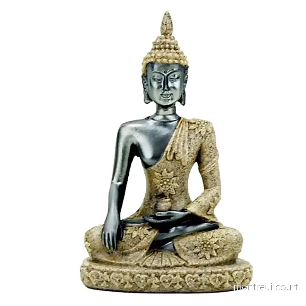 Buddha - statyett silver & sand