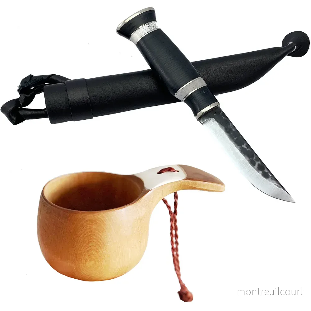 Set friluftsliv skaftkåsa m renhorn + Kniv 9,5 cm renhorn, läder & metall Set friluftsliv skaftkåsa m renhorn + Kniv 9,5 cm renhorn, läder & metall