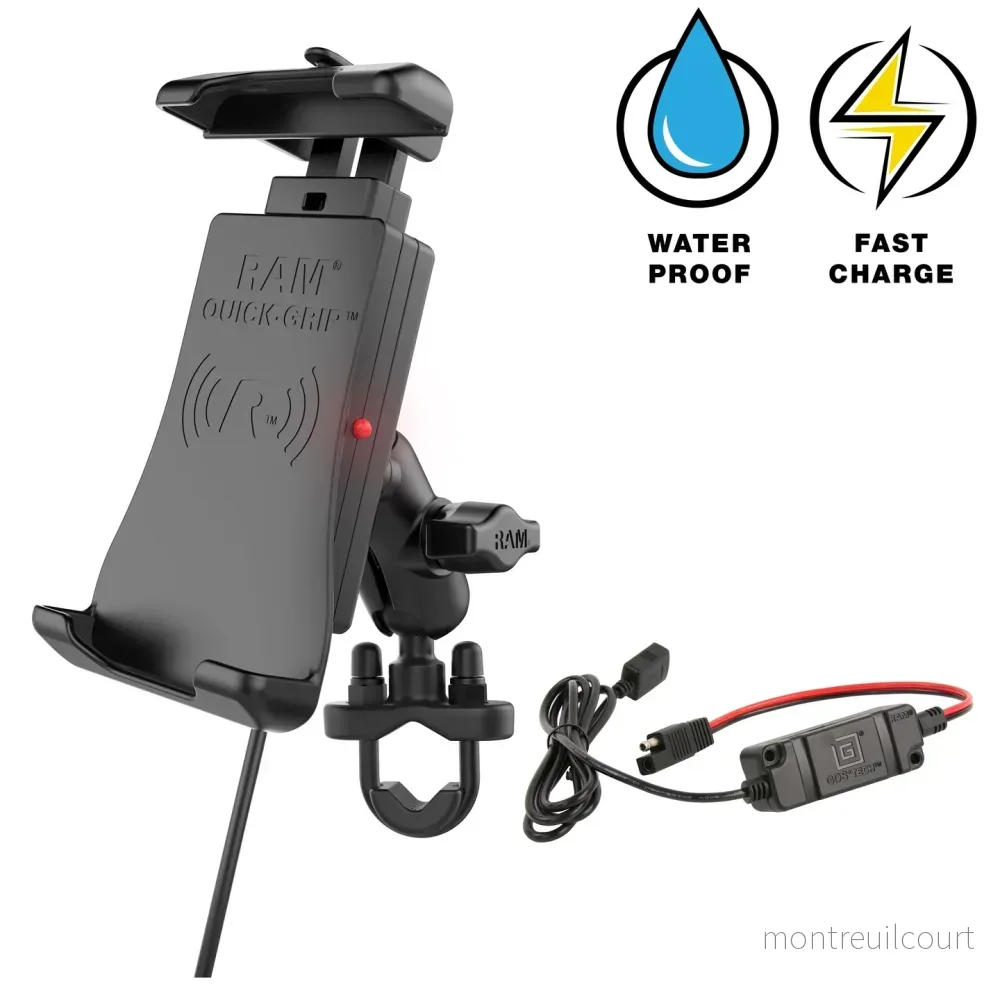RAM Mounts Quick-Grip 15W Waterproof Wireless Charging Handlebar Mount RAM Mounts Quick-Grip 15W Waterproof Wireless Charging Handlebar Mount