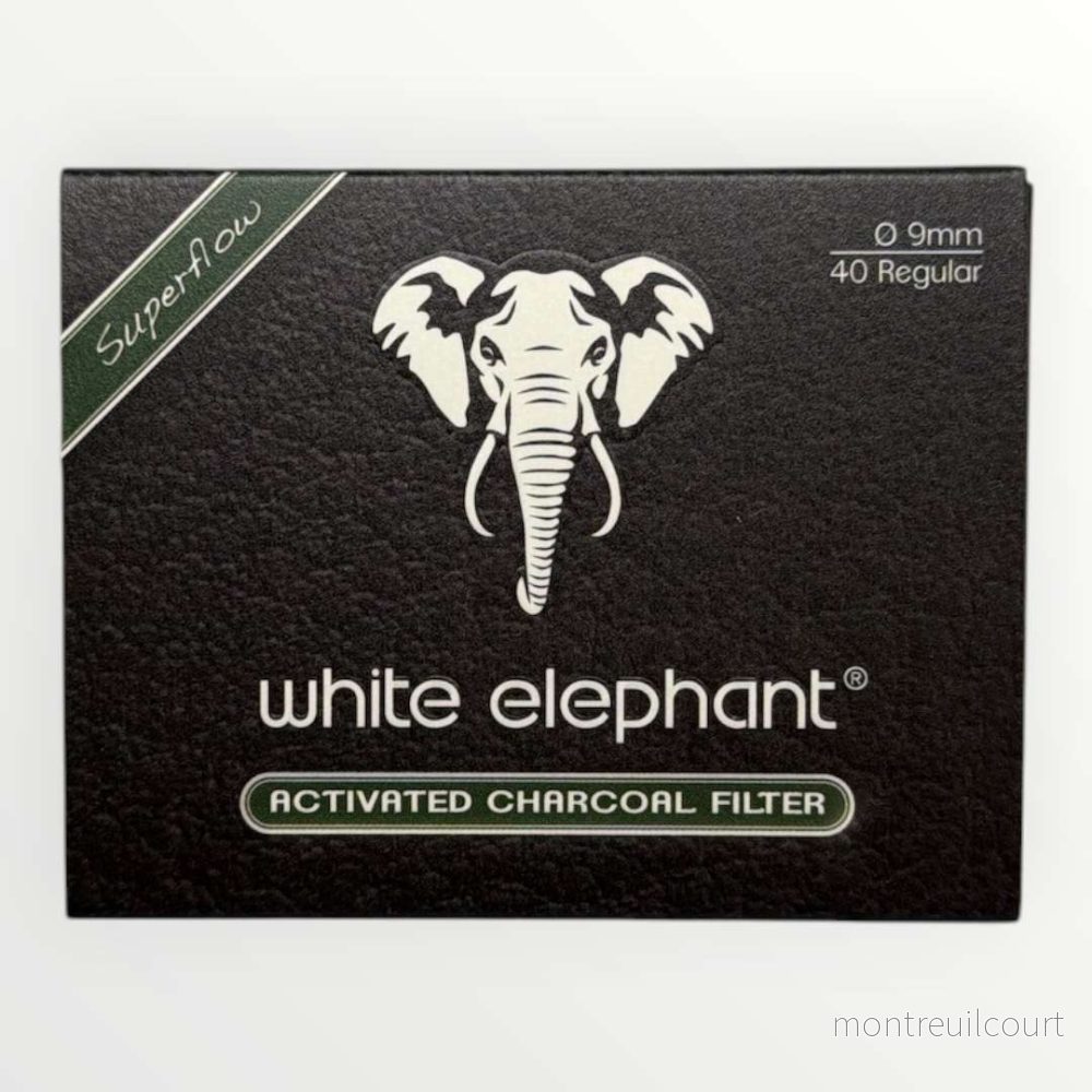 White Elephant 9mm Aktivt Kolfilter (40-pack) White Elephant 9mm Aktivt Kolfilter (40-pack)