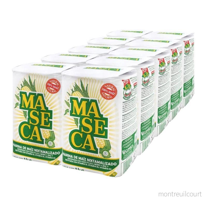 Pack av MASECA, vitt majsmjöl för tortillas. 10kg (10st x 1 kg)