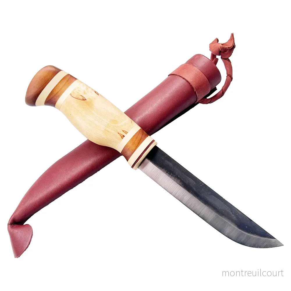 Kniv 14,5 cm masurbjörk och asp kolstålsblad Kniv 14,5 cm masurbjörk och asp kolstålsblad