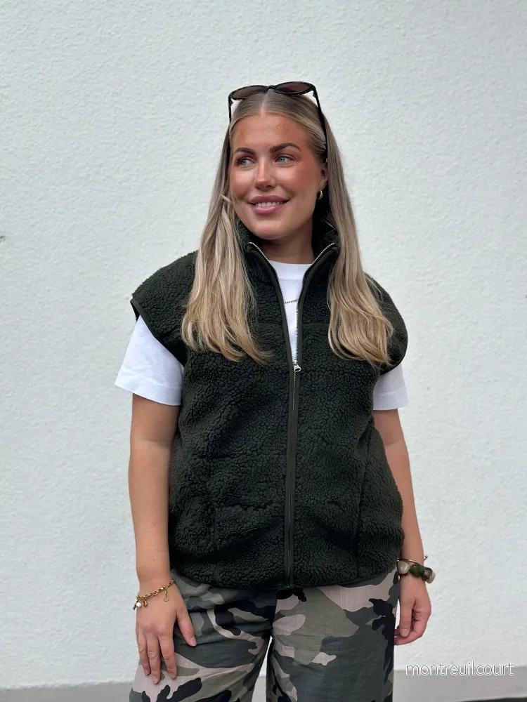 PIECES – SADIA TEDDY WEST – FOREST GREEN
