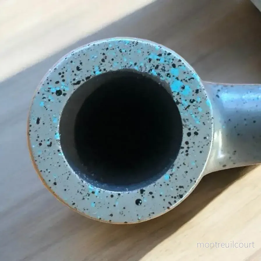 Pipa DOTS Grey/Black/Turquoise 7366 – Stilren 9 mm Filterpipa i Pearwood - Bild 2
