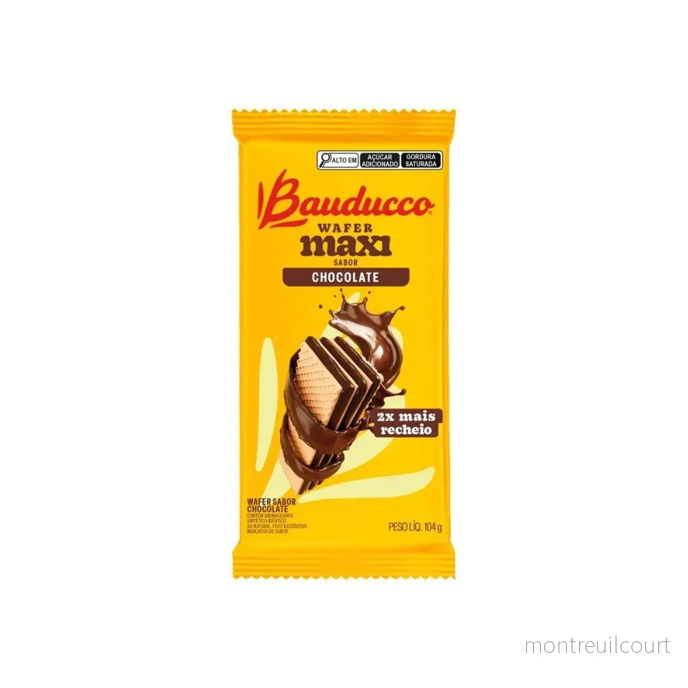 Biscoito Wafer Maxi Chocolate / Maxi Chocolate Wafer – Bauducco (104g) Biscoito Wafer Maxi Chocolate / Maxi Chocolate Wafer – Bauducco (104g)