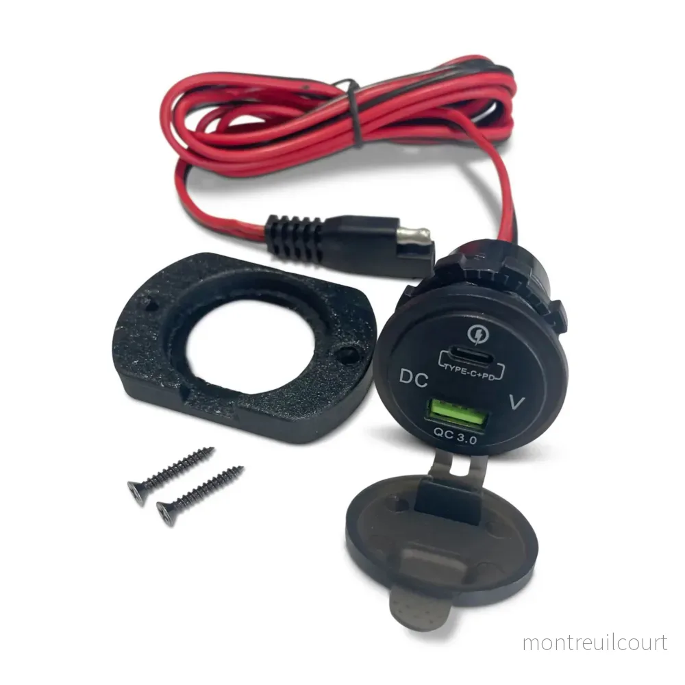 Yak Power UMP48 Dual USB-C and USB QC3.0 Snabbladdningsport med voltmeter