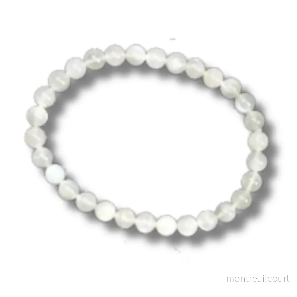Armband vit månsten små runda pärlor 3-4mm