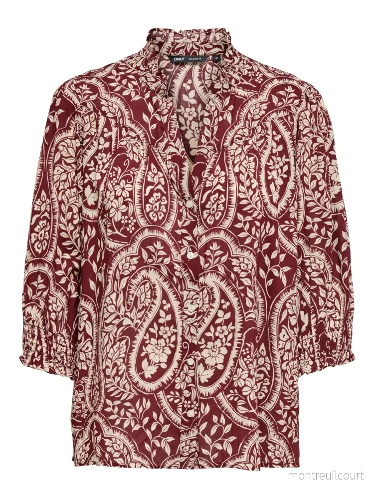 ONLY – RAYA 3/4 SHIRT – SABLE PAISLEY ONLY – RAYA 3/4 SHIRT – SABLE PAISLEY