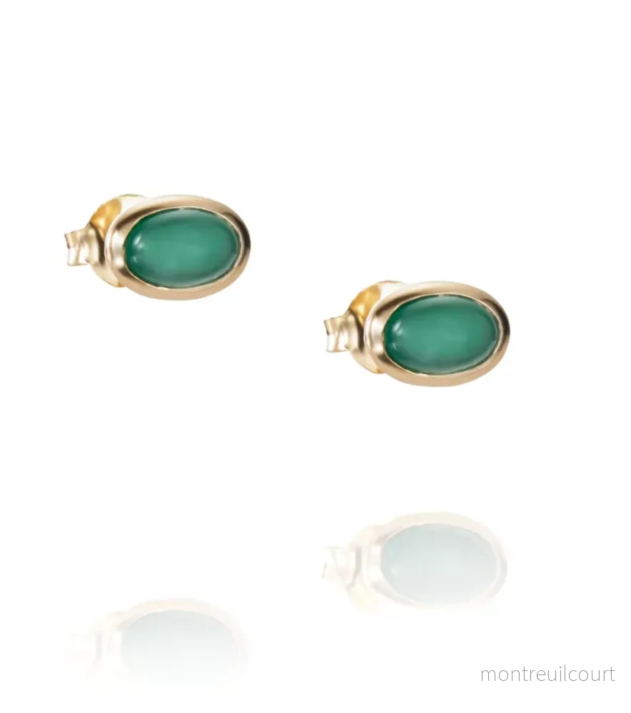 Love Bead Ear - Green Agate