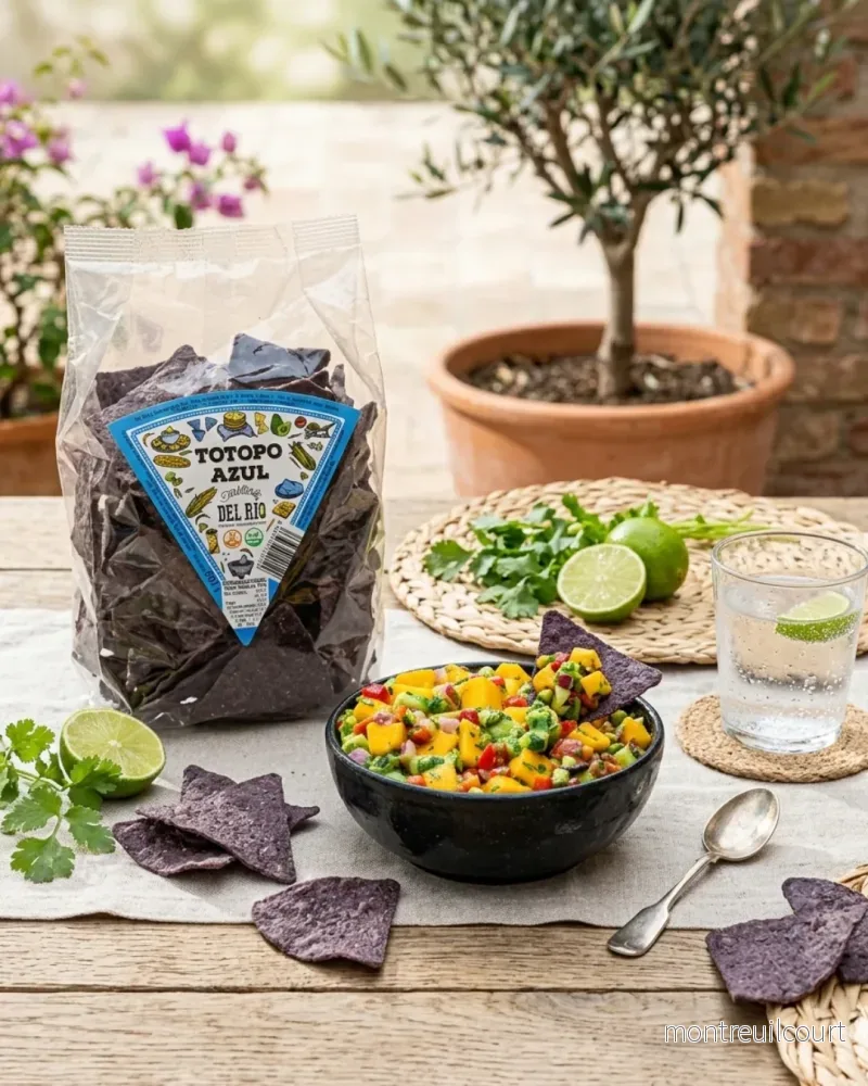 Blue corn tortilla chips (totopos). 18 förpackningar med 200 g. - Bild 2