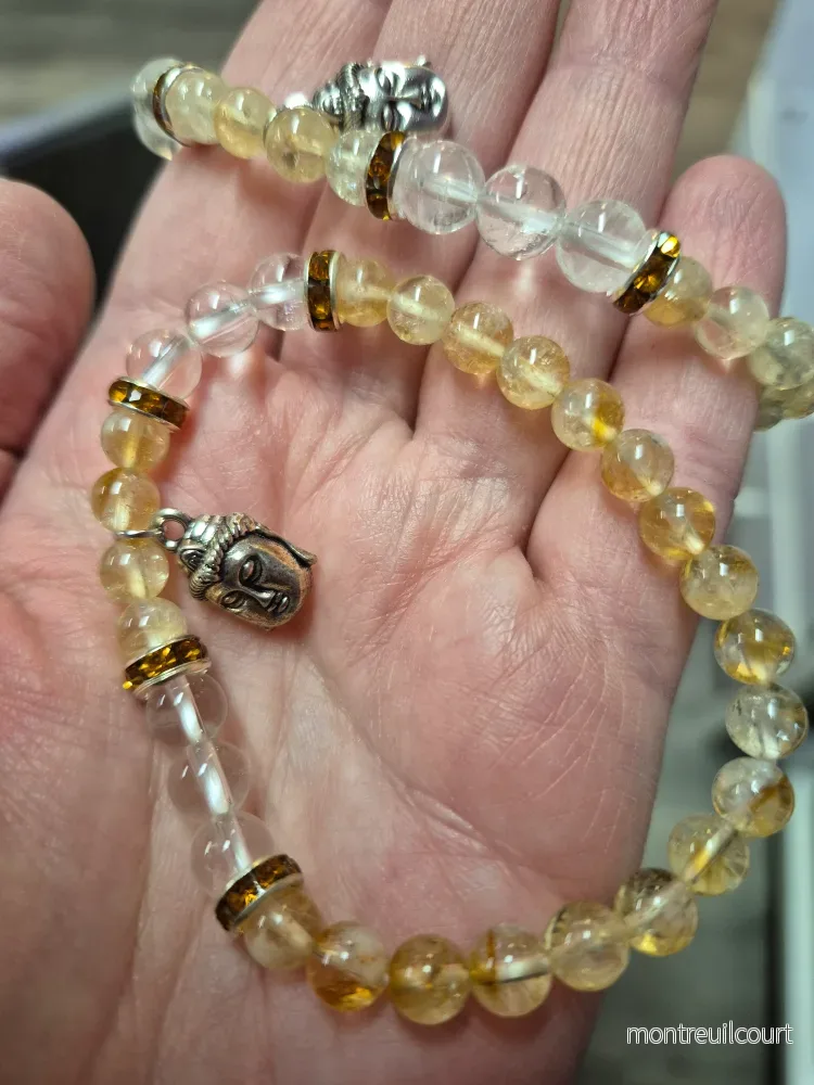 Armband citrin, bergskristall och Buddha - Bild 3