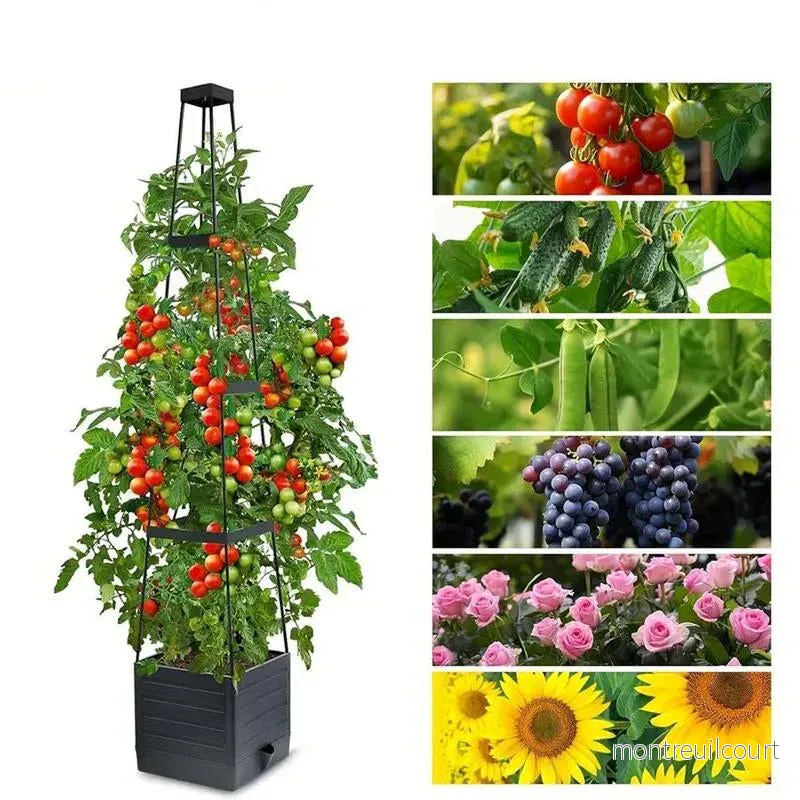 Självbevattnande planteringstorn med spaljé - för blommor och klätterväxter