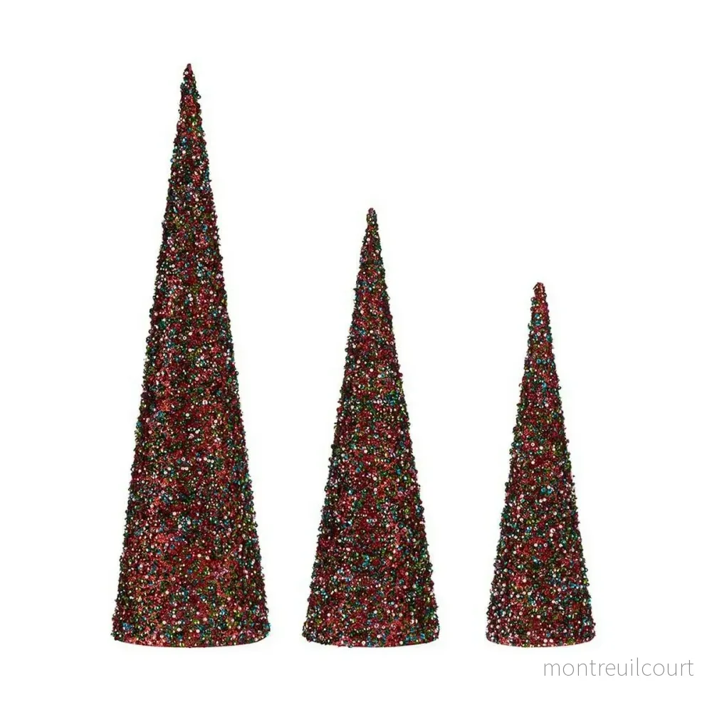 3 st Dekorationkoner Julgranar Multi-glitter 60 cm 3 st Dekorationkoner Julgranar Multi-glitter 60 cm