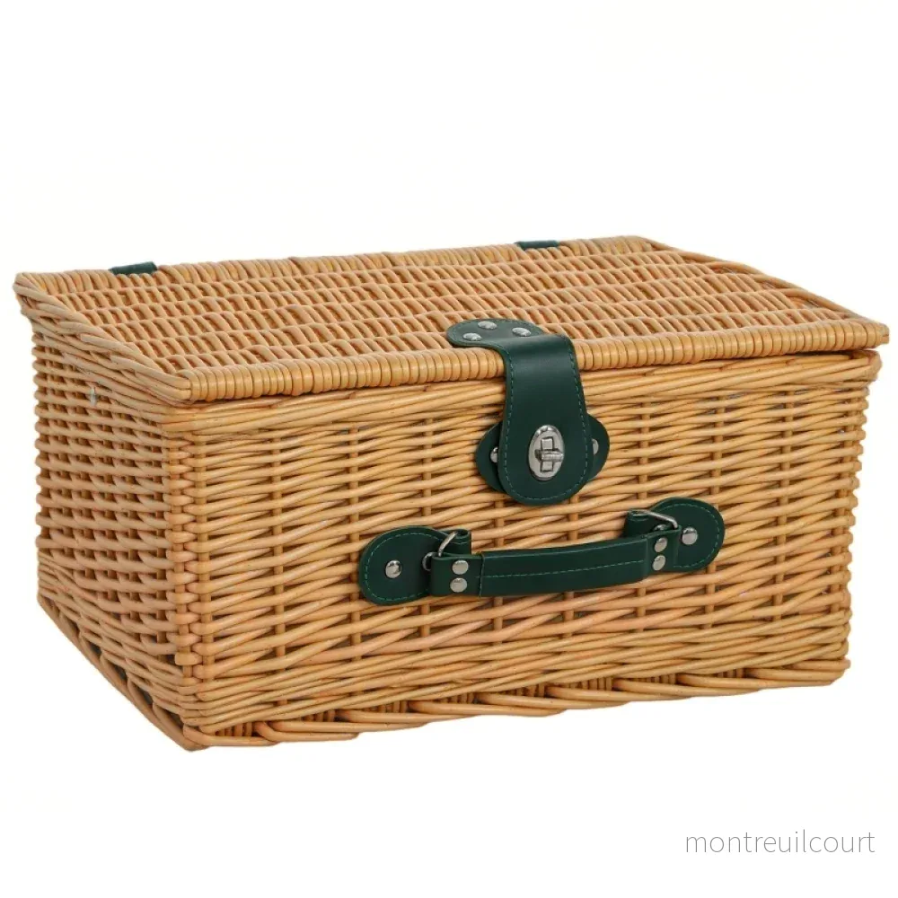 Vävd picknickkorg med tillbehör - Bild 2