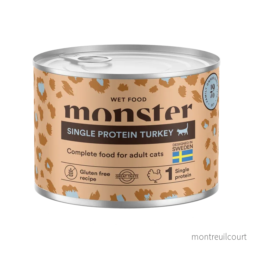 Monster Cat Adult Vådfoder Single Turkey Can 200g Monster Cat Adult Vådfoder Single Turkey Can 200g