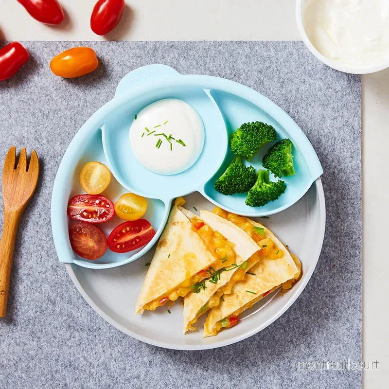 Healthy Meal Set barntallrik (Grey/Aqua) - Bild 3
