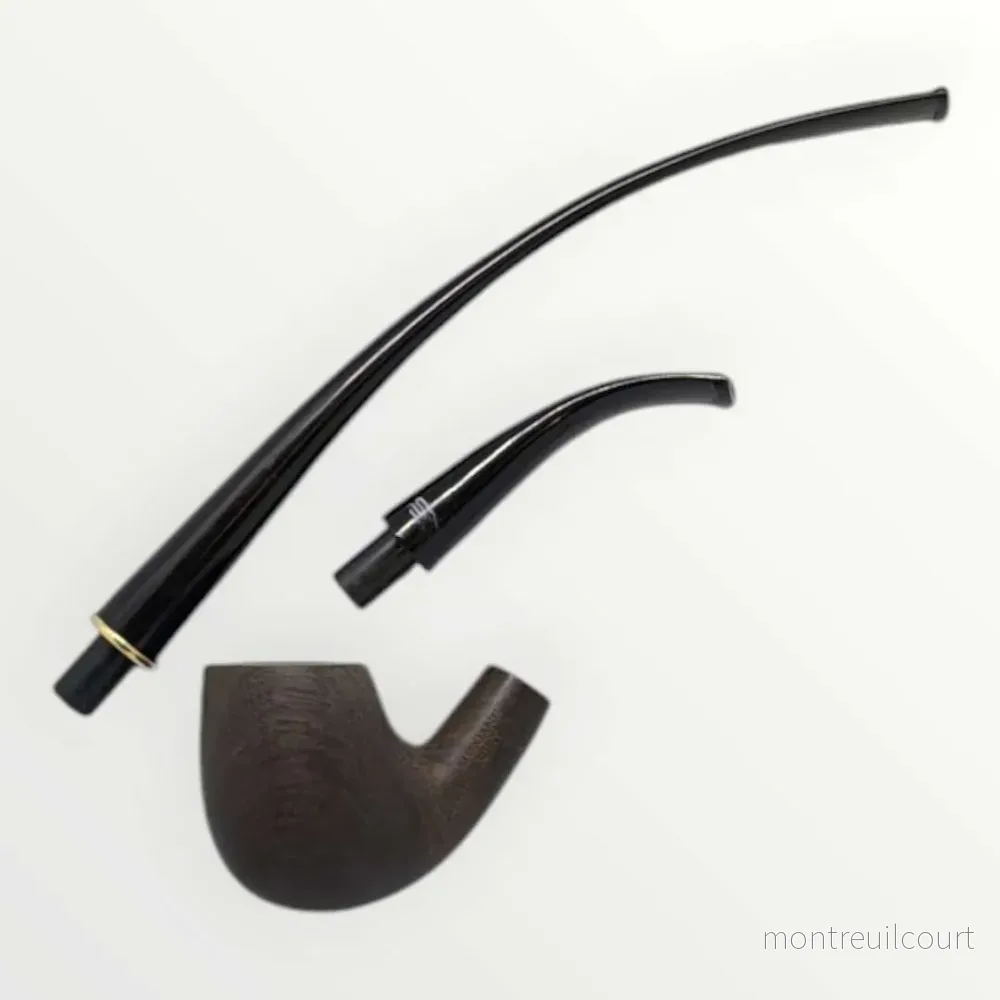 2 in 1 kevazingo wood Tobacco churchwarden Pipe High Quality Reading Smoking Pipe One Pipe Bowl with Two Bent Acrylic Mouthpieces - Bild 2
