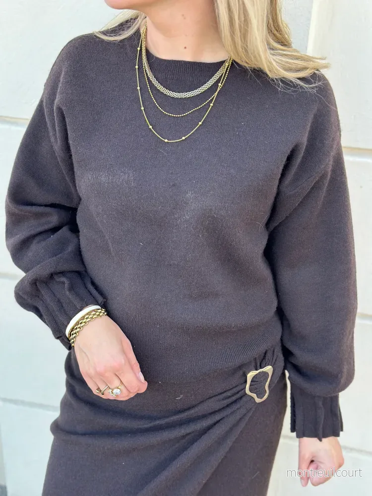 VEROMODA - KACY LS O-NECK PULLOVER - COCOLATE TORTE/MELANGE - Bild 2