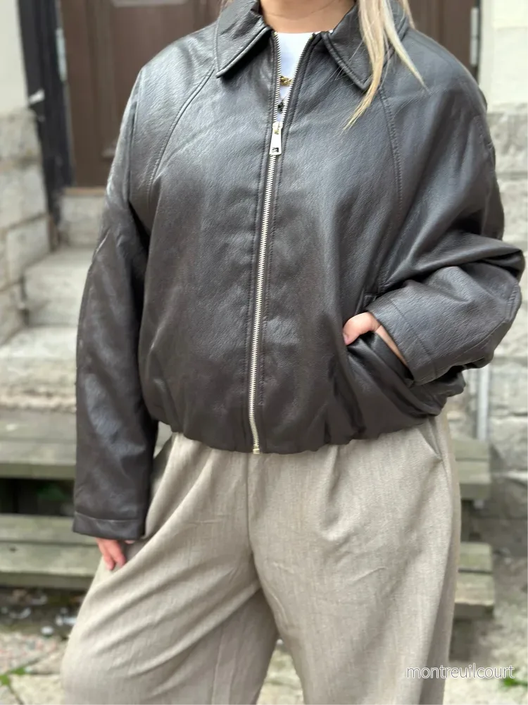 ONLY - MAJSA L/S FAUX LEATHER BOMBER - CHOCOLATE TORTE - Bild 3