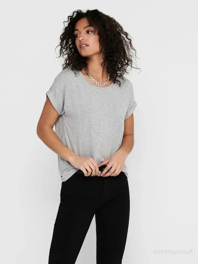 ONLY - MOSTER O-NECK TOP - LIGHT GREY MELANGE - Bild 2