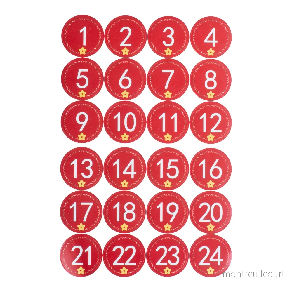Klisterlappar numrerade 1-24 för Adventskalender Klisterlappar numrerade 1-24 för Adventskalender