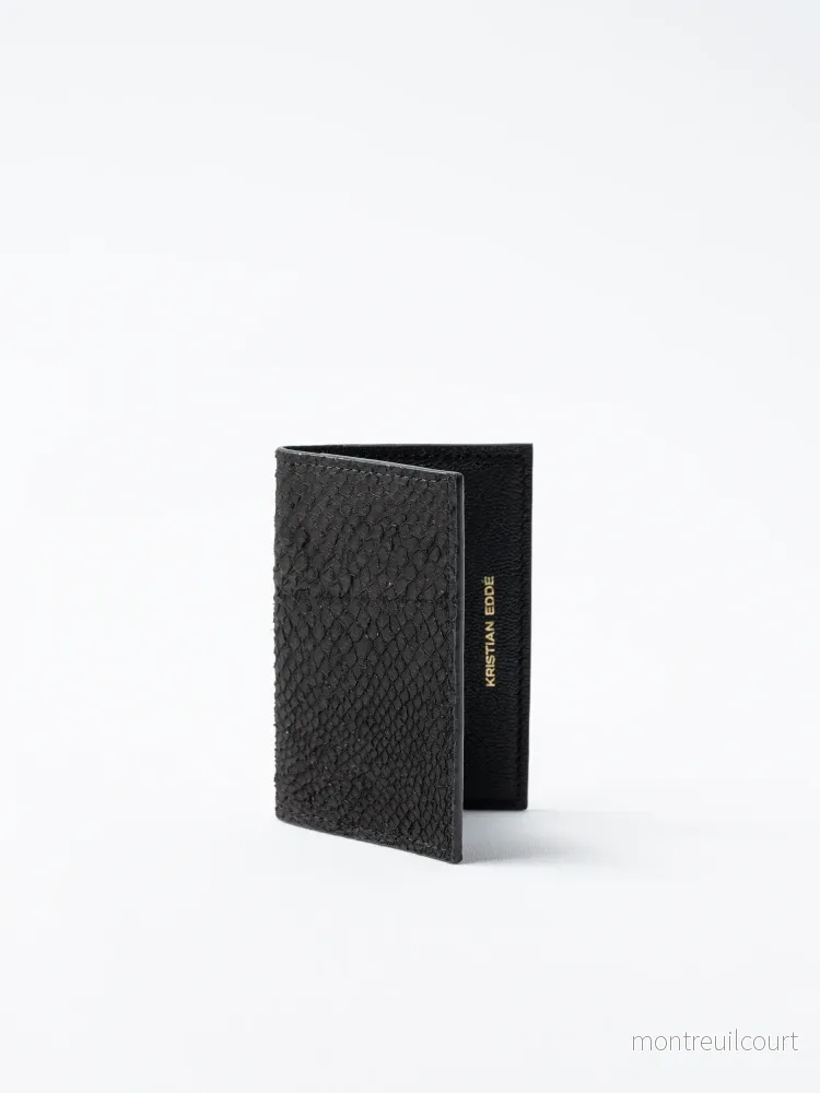 Card Holder / Wallet プレミアムサーモンレザーカードホルダー / ウォレット Black