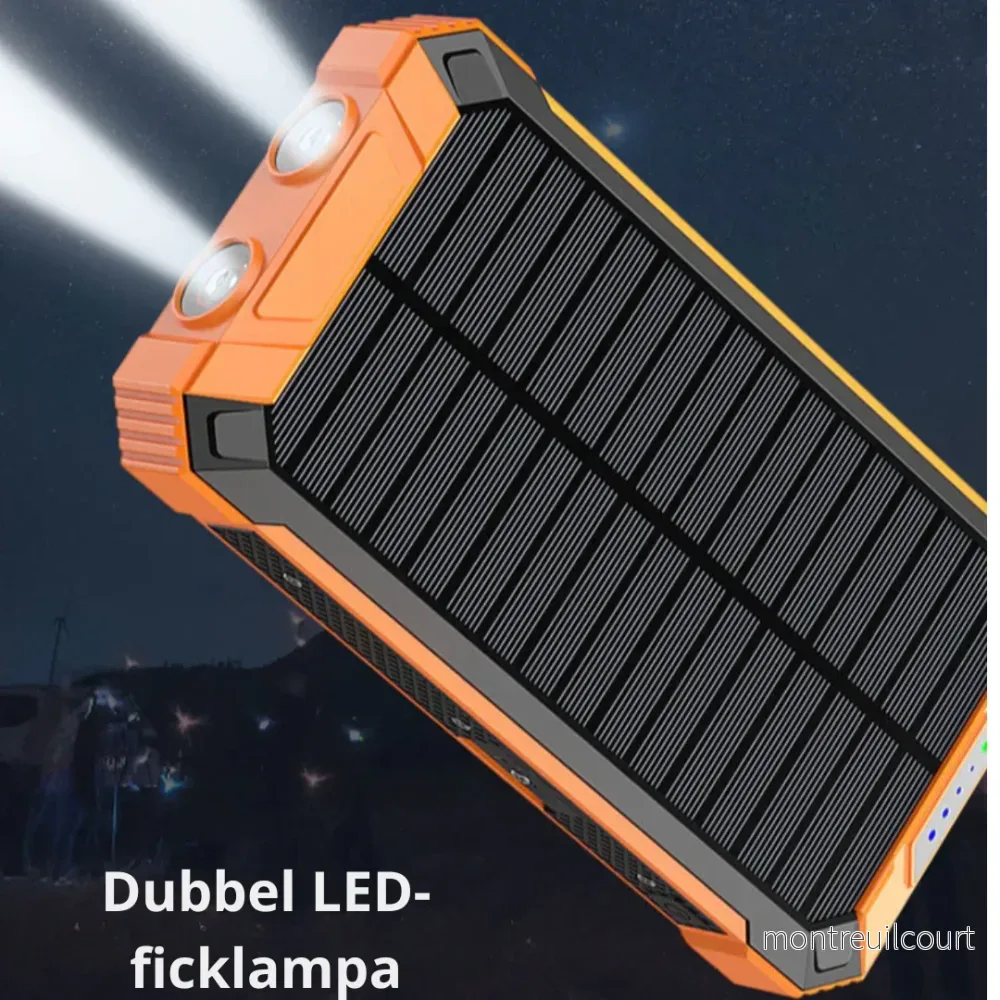 Solcells-Powerbank med dubbel laddning (USB och solcell) - Bild 2