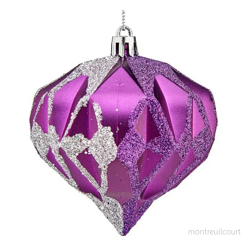 6 st Julgranskulor Diamant Silvrig Purpur Ø 8 cm