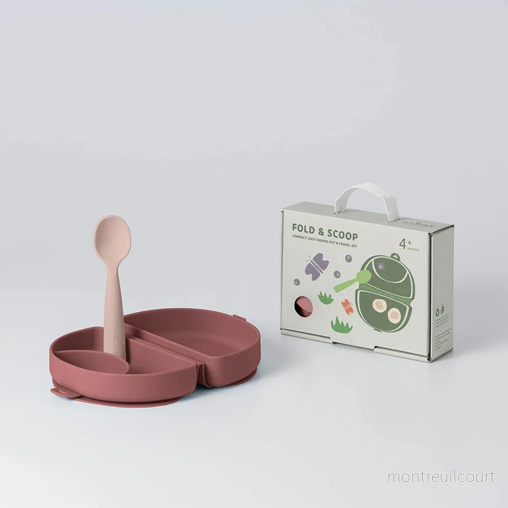 Fold & Scoop - tallrik + sked (Raspberry/Pink Salt) - Bild 2