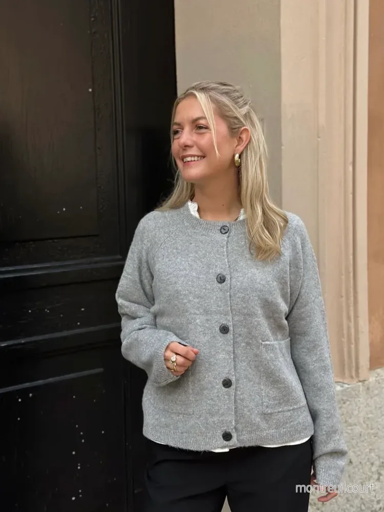 ONLY – PIEMONTE L/S CARDIGAN KNIT – LIGHT GREY MELANGE ONLY – PIEMONTE L/S CARDIGAN KNIT – LIGHT GREY MELANGE