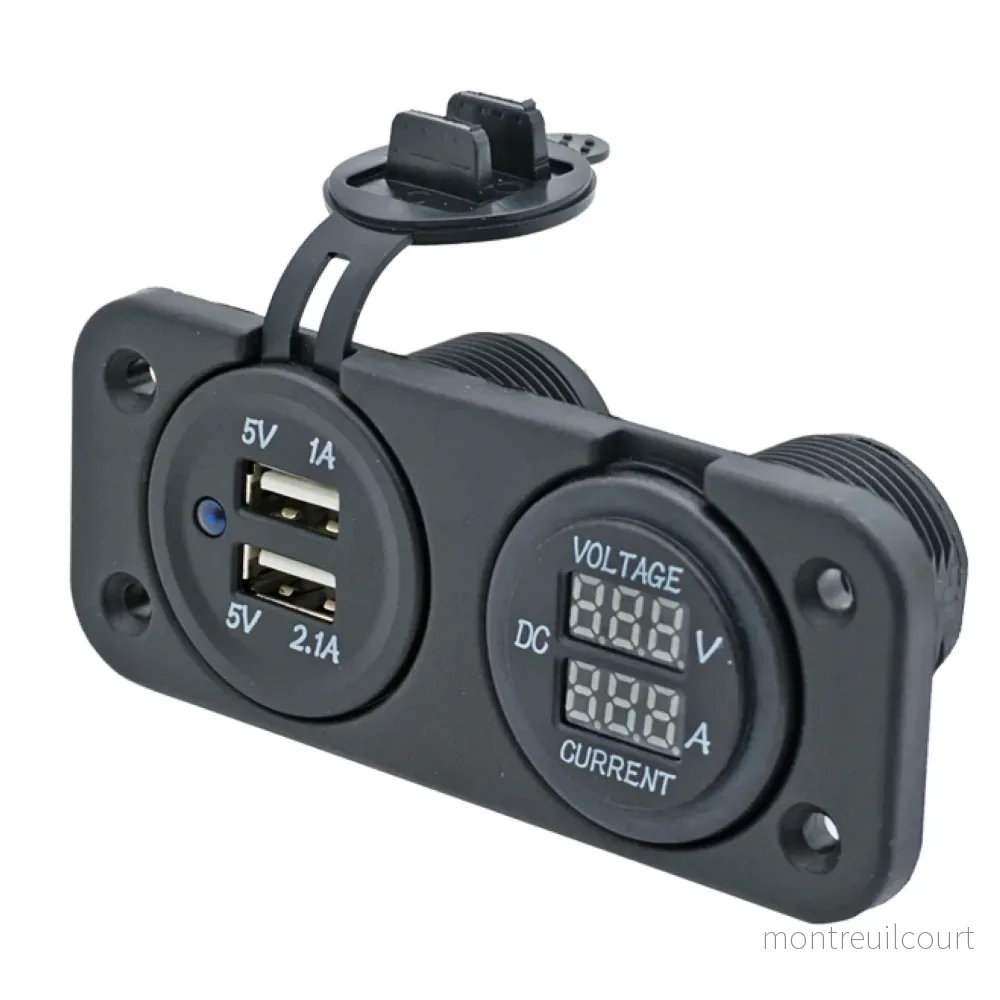 1852 Panel Dubbla USB-uttag Och Volt/Ampere Meter 1852 Panel Dubbla USB-uttag Och Volt/Ampere Meter