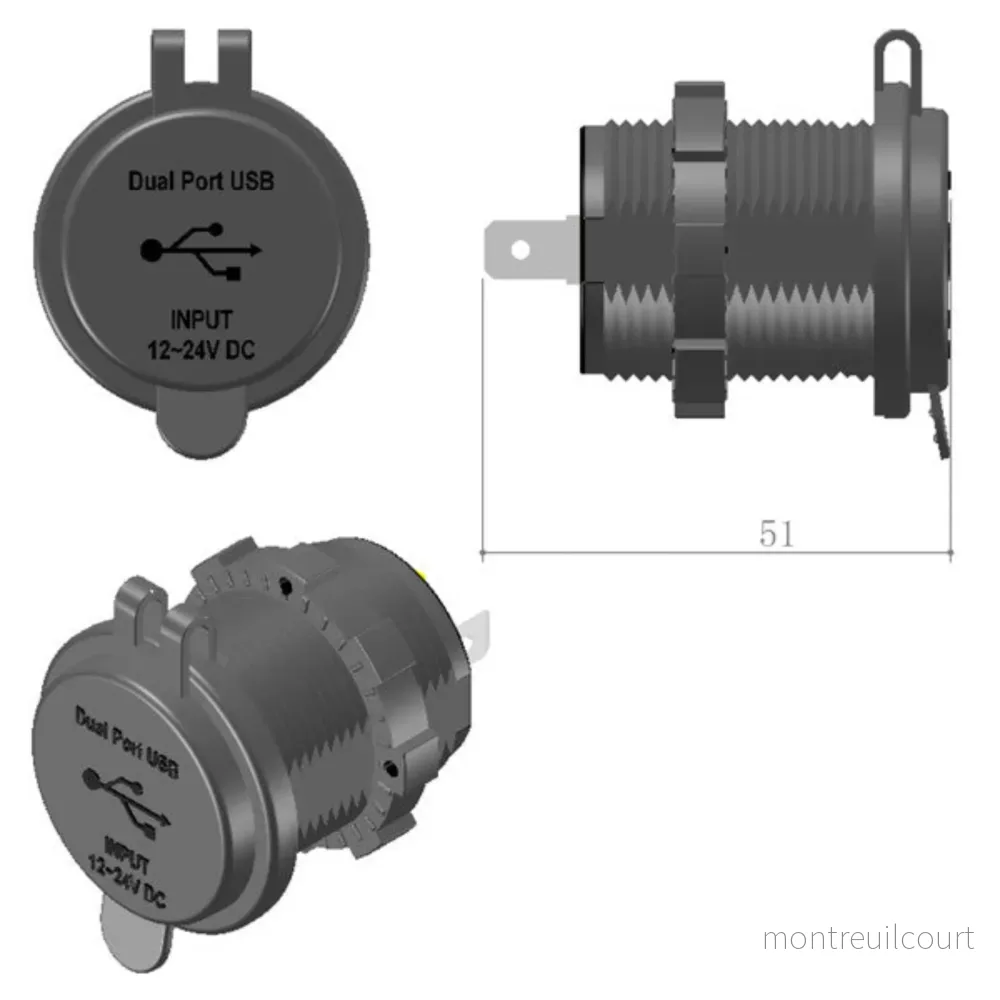 1852 Inbyggt USB-uttag med A & C kontakt, 12/24V - Bild 3