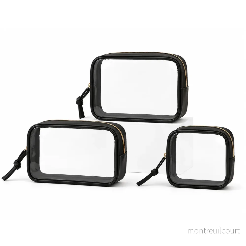 Glowria Transparent Black Beauty Bag