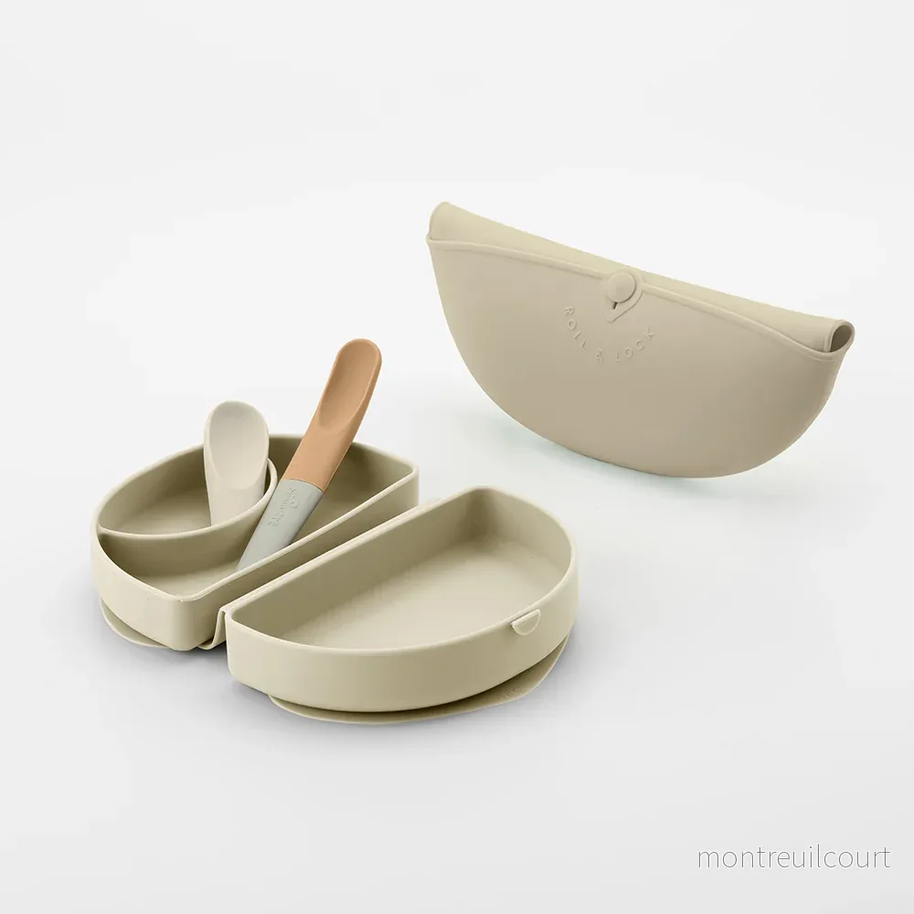 Sili Mini Go MAX – tallrik + träningssked + haklapp (Oat) Sili Mini Go MAX – tallrik + träningssked + haklapp (Oat)